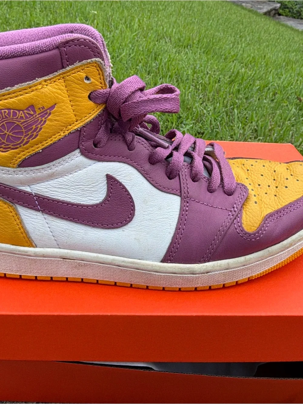 Nike Air Jordan 1 Mid in Purple, Yellow & White